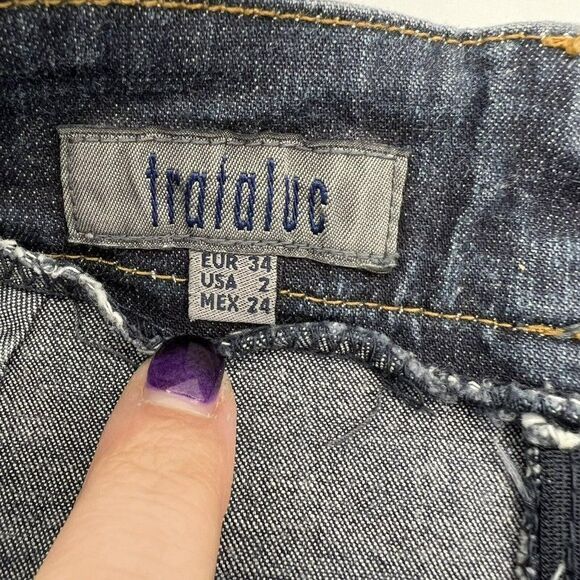 Zara Trafaluc Denim Skirt Knee Length Pocket Detail Size 2 - Picture 4 of 6